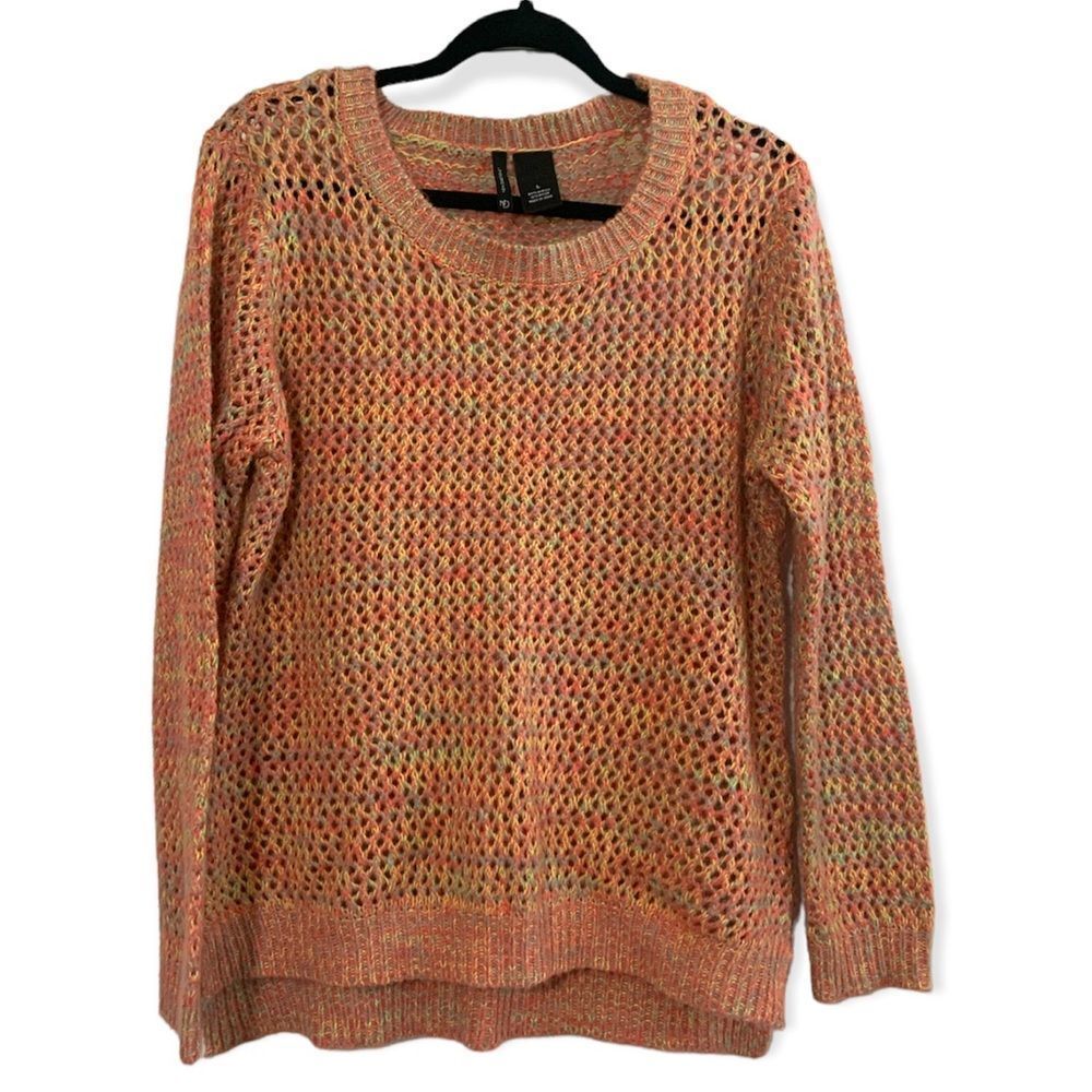 NEW DIRECTIONS Neon Multi Colored Crew Neck Sweater sz Large